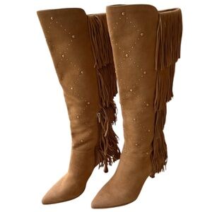 VINCE CAMUTO PANARYAZ LEATHER FRINGE / STUDDED BOOTS- Size 9.5‎